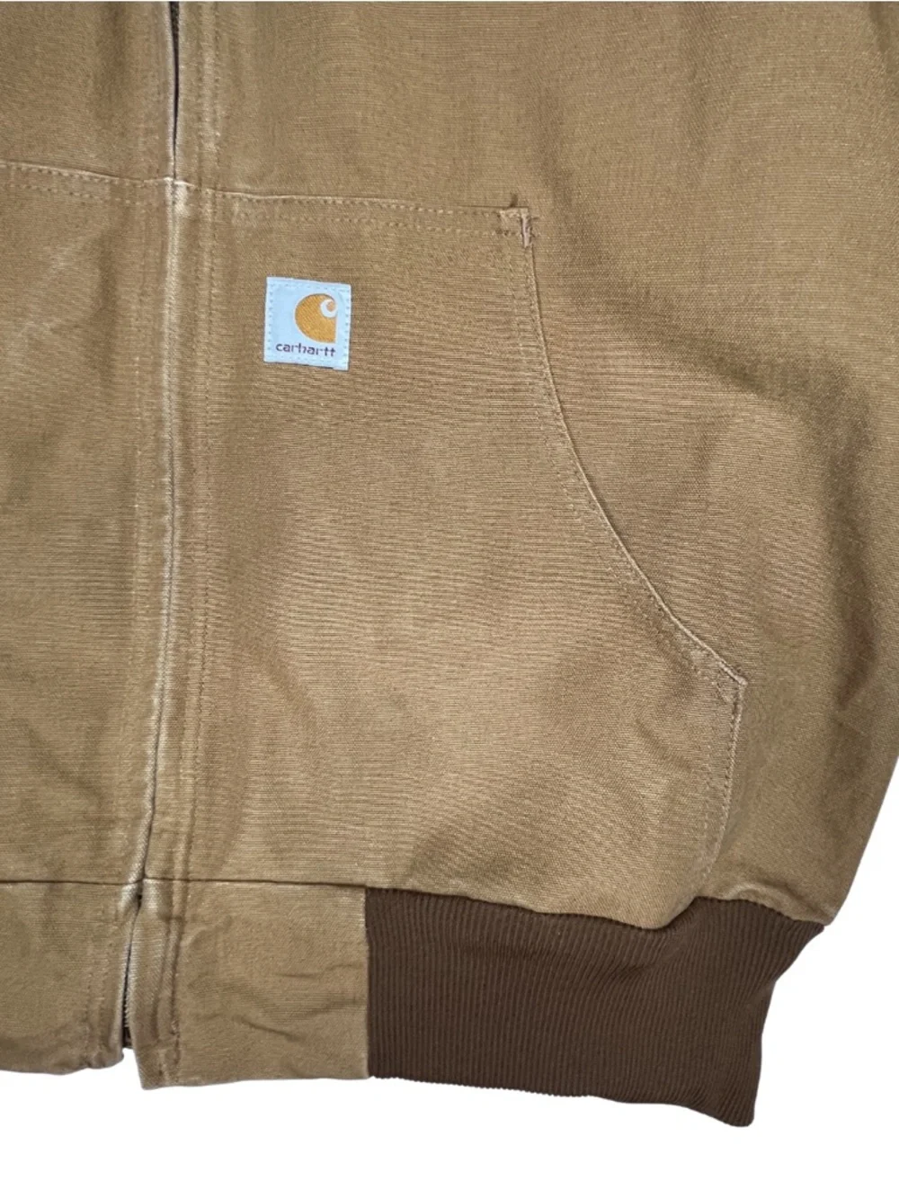 Carhartt J131 tan Duck Active Jacket USA Made Hooded Work Jacket Large Regular